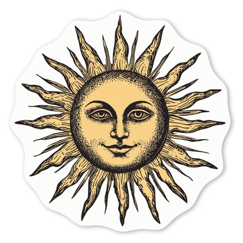 Vintage sun with face decal - 'vintage,